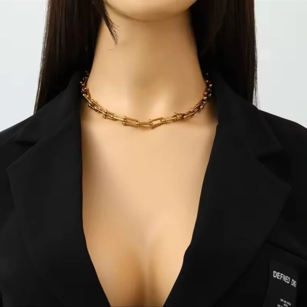 Hardware Graduated Link 18K Gold STAINLESS STEEL Waterproof Necklace